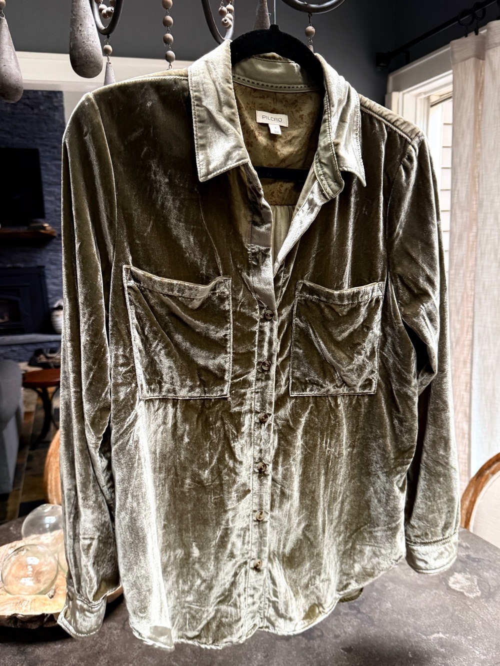 Pilcro Hadley velvet blouse